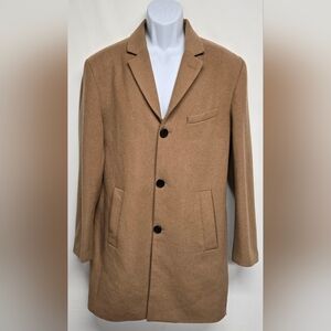 H&M 42R Men's Wool Blend Pea Coat Rich Beige Business Casual Long